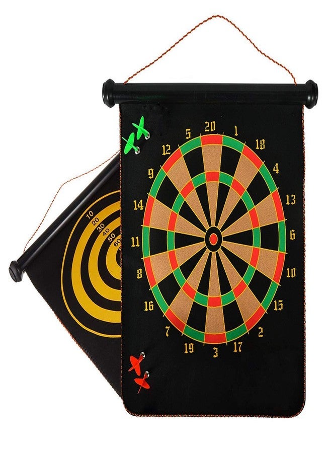 AASHRAY Magnetic Power with Double Faced Portable and Foldable Dart Game with 4 Colourful Non Pointed Darts for Kids, Multi Colour, 14-Inch - Image 5